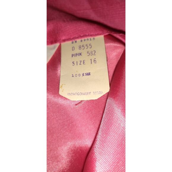 Vintage Carol Brent Silk Dress. HOT PINK w/Tag 60s Made in USA EASTER Sz 16 - Picture 13 of 16